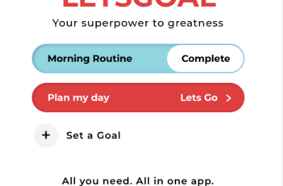 image showing the Letsgoal app- a transformational morning routine app